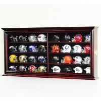 32 Pocket Pro NFL Mini Helmet Helmets Display Case Wall Cabinet 2 SIDES- Locks   371967603731